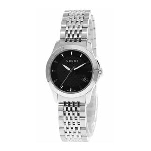 Gucci Black Dial Silver Bracelet Watch